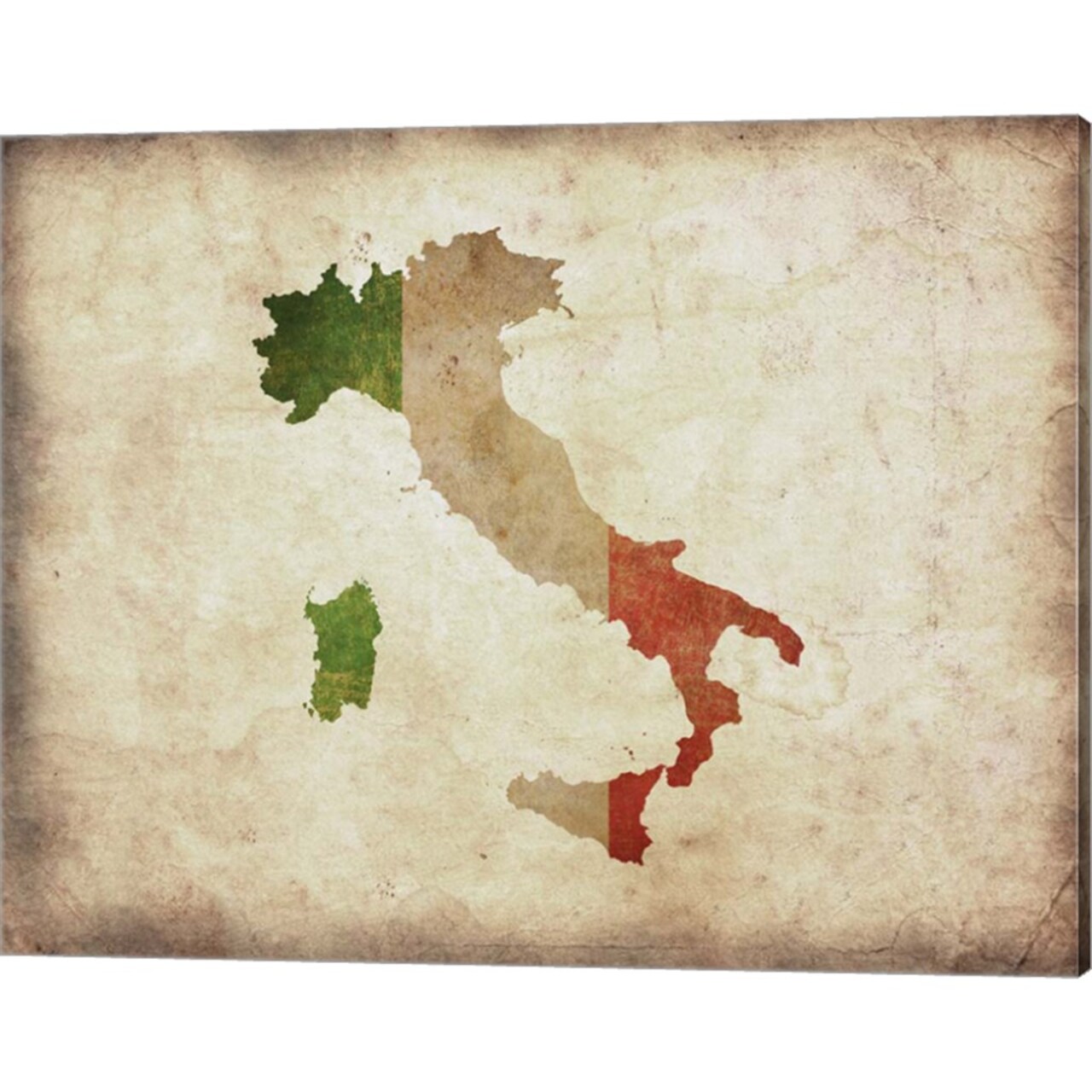Map with Flag Overlay Italy by Color Me Happy 20" x 16" Canvas Wall Art